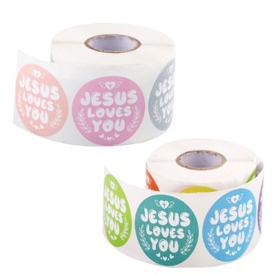 1000pcs Jesus Loves You Stickers, Jesus Stickers in 16 Colors 1.5in Religious God Labels Waterproof Christian Bible Decals for Kids Encouragement Rewarding Gifts
