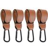 4 Pcs Leather Stroller Hook, Mommy Stroller Clip, Stroller Accessories Organizer Hook, Metal Hook for Strollers/Walkers/Mobility Scooter/Wheelchair/Rollator(Brown) view 1