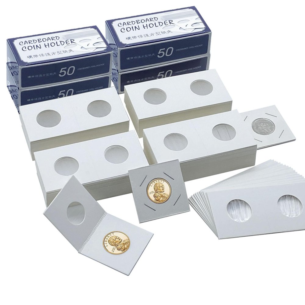 200 PCS Premium Cardboard Coin Flips 2 x 2 inch Coin Collection Supplies for Small Dollar, Mylar Coin Flips Coin Holders for Collectors (Small Dollar Coin Flips)