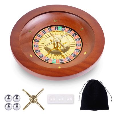 WodGod 10 Inch Wooden Roulette Wheel,Professional Solid Wood Casino Roulette Wheels for Adults,with 4 Roulette Balls,Perfect for Home Game Night and Entertainment Party
