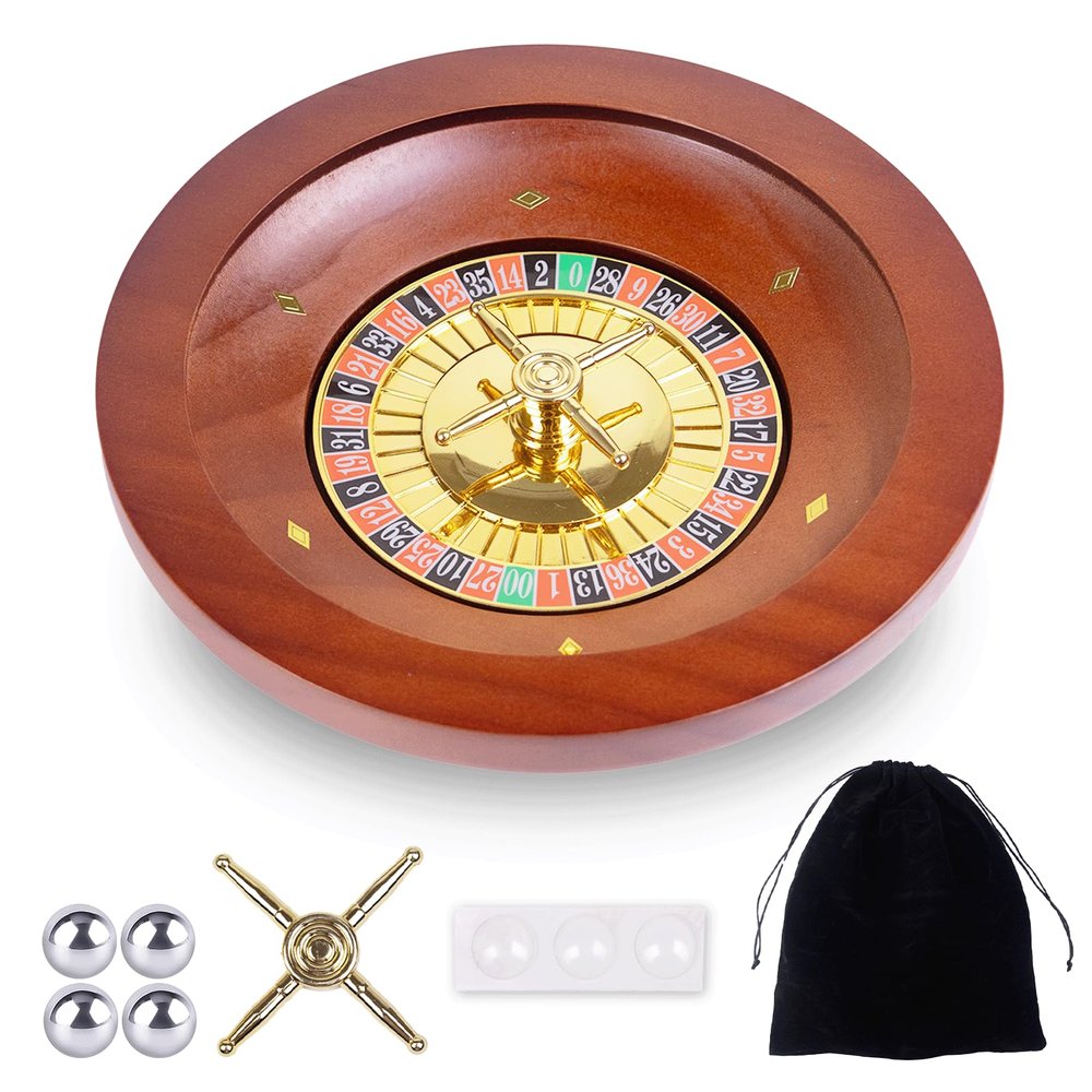 WodGod 10 Inch Wooden Roulette Wheel,Professional Solid Wood Casino Roulette Wheels for Adults,with 4 Roulette Balls,Perfect for Home Game Night and Entertainment Party