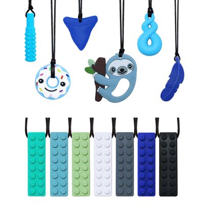 Silicone Sensory Chewy Necklaces for Children, 13 Pack