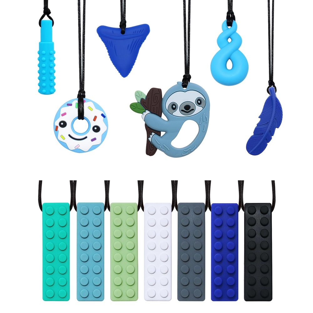 Silicone Sensory Chewy Necklaces for Children, 13 Pack