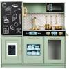 Best Choice Products Pretend Play Kitchen Wooden Toy Set for Kids w/Realistic Design, Telephone, Utensils, Oven, Microwave, Sink - Sage view 1