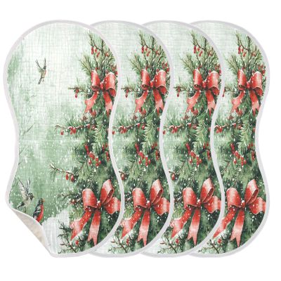 Christmas Trees Birds Muslin Burp Cloths for Baby Soft Newborn Spit Up Rags Towels for Boys Girls Absorbent Burping Cloth Cotton Washcloths for Unisex 4 Pack