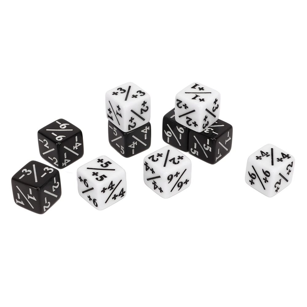 20Pcs 16mm Positive and Negative Dice Black White 4 Sided Dice Counter for Math Teaching