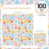 100 Easter Paper Napkins 10" x 10" Eggs Disposable Party Beverage Napkins Childrens Luncheon Dinner and Celebrations Napkins for Easter Holiday Spring Party Decorations view 2