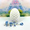 3D Printed Baby Dragon with Dragon Egg, Articulated White and Blue Mushroom Baby Dragon, Fidget ADHD Autism Toy BD006-WB view 2