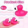 12 PCS Flamingo Rubber Ducks, Pink Cute Flamingo Duck, Floating Squeaky Bath Toys for Baby Shower Birthday Party Favors, Mini Rubber Ducks for Cake Decoration Classroom Prizes view 2