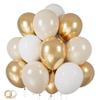100Pcs White and Gold Balloons 12 Inch White Sand Gold Metallic Latex Balloons Beige Gold Party Balloons for Boho Wedding Birthday Baby Bridal Shower Engagement Anniversary Party Decorations view 1