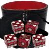 Authentic Casino Dice w/Pouch + Genuine Leather Cup Wide Opening (Red Felt Lining, Las Vegas Bally's Purple Frosted) view 1