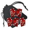 Authentic Casino Dice w/Pouch + Genuine Leather Cup Wide Opening (Red Felt Lining, Lake Tahoe Harrah's Red Polished) view 2