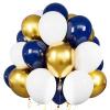 100 pcs Navy Blue and Gold Balloons 12 inch White Dark Blue and Gold Metallic Chrome Balloons for Birthday Party Celebration Graduation Decorations view 1