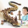 meturebear Large 3D Printed Dragon,30 Inch 3D Dragon Toys,Bigger Fidget Crystal Animals Toys, 3D Printed Articulated Animals for Home Office Car Desk Decor(Khaki Gold, 30 inch) view 1