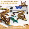 meturebear Large 3D Printed Dragon,30 Inch 3D Dragon Toys,Bigger Fidget Crystal Animals Toys, 3D Printed Articulated Animals for Home Office Car Desk Decor(Khaki Gold, 30 inch) view 2
