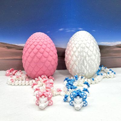 2pcs 3D Printed Dragons with Dragon Egg, Articulated White and Pink, White and Blue Mushroom Dragons, Fidget ADHD Autism Toy D046WP-D046WB