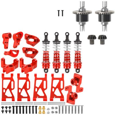 2Pcs Front & Rear Differential Gear Diff Gear Set & Aluminum Front Rear Swing Arm & Steering Knuckle Kit & Shock Absorbers