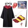 Taikuray Wizard Cosplay Costume Complete Props Accessories Gifts for Birthday Party Magic Robe Magic Wand Eyeglass Frame Knit Scarf Tie Necklace Set9-10 years view 1