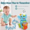 ARHEQI Baby Elephant Musical Crawling Toy with Lights, Sounds, Blowing Ball, Infant Sensory Toys, Birthday Gifts for Kids Boy Girl 3 4 5 6 7 8 Years (Blue) view 2