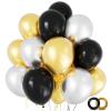 100 Pack Black Gold and Silver Balloons 12 inch Latex Party Balloons with 65ft Ribbon for Birthday Graduation New Year Party Decorations Supplies view 1