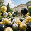 100 Pack Black Gold and Silver Balloons 12 inch Latex Party Balloons with 65ft Ribbon for Birthday Graduation New Year Party Decorations Supplies view 3