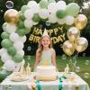 100pcs Sage Green and Gold Balloons 12 inch Latex Party Balloons with 65ft Ribbon for Boho Birthday Baby Shower Bridal Shower Wedding Summer Party Decorations view 3