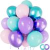 100pcs Mermaid Balloons 12 inch Purple Pink Teal Balloons Set Metallic Purple Latex Balloon for Girls Birthday Baby Shower Mermaid Party Decorations view 1