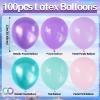 100pcs Mermaid Balloons 12 inch Purple Pink Teal Balloons Set Metallic Purple Latex Balloon for Girls Birthday Baby Shower Mermaid Party Decorations view 2