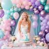 100pcs Mermaid Balloons 12 inch Purple Pink Teal Balloons Set Metallic Purple Latex Balloon for Girls Birthday Baby Shower Mermaid Party Decorations view 3