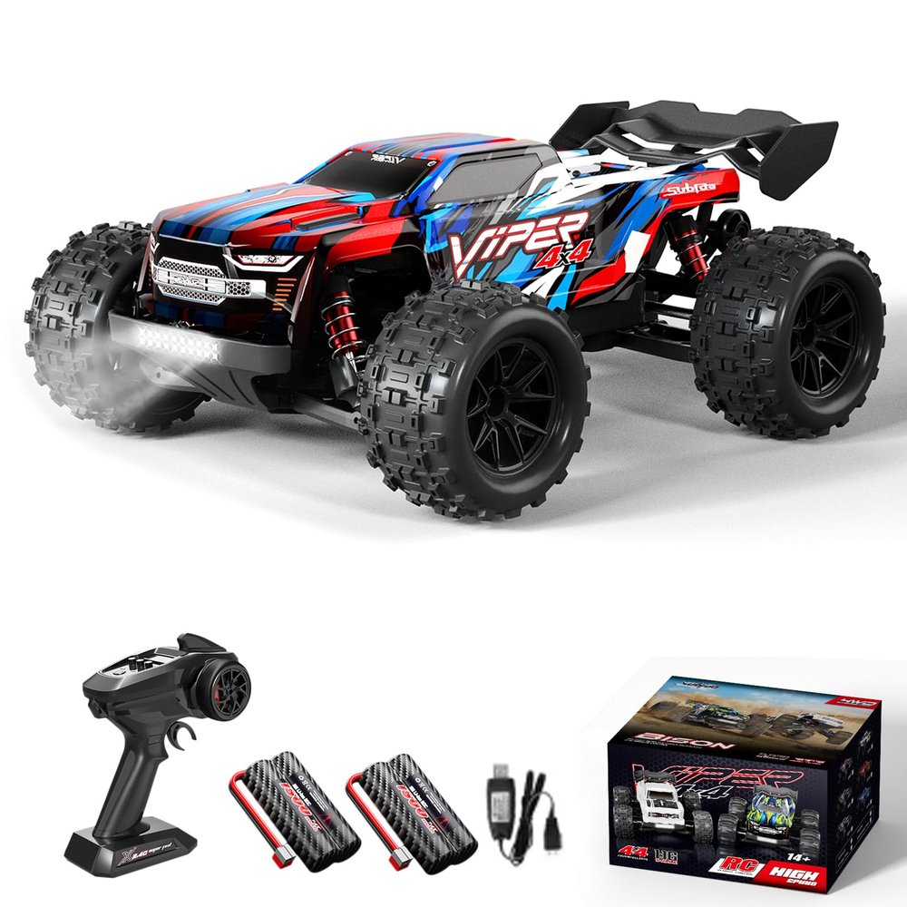 Kodbiby RC Truck, 1/16 Scales 36km/h High Speed Remote Control Truck, 4WD Off Road Crawler RTR 2.4GHz Remote Control Rock Crawler Car with 390 Brush Motor Lights Gift for Adults Teens