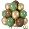 100pcs Green and Brown Balloons 12 Inch Sage Green Brown Metallic Gold Latex Balloon Safari Balloons for Jungle Forest Baby Shower Birthday Party Decorations view 1