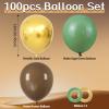 100pcs Green and Brown Balloons 12 Inch Sage Green Brown Metallic Gold Latex Balloon Safari Balloons for Jungle Forest Baby Shower Birthday Party Decorations view 2