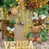 100pcs Green and Brown Balloons 12 Inch Sage Green Brown Metallic Gold Latex Balloon Safari Balloons for Jungle Forest Baby Shower Birthday Party Decorations view 3