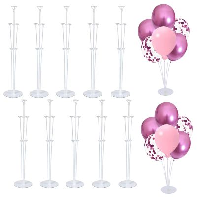 10 Set Balloon Stand Kit - Balloon Sticks With Base for Table Balloon Centerpiece Decorations for Birthday Graduation Gender Reveal Baby Shower Party Decorations
