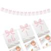 12 Months Pink Bow 1st Birthday Banner with Adhesives view 1