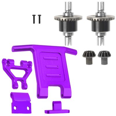2Pcs Front & Rear Differential Gear Diff Gear Set & Aluminum Alloy Front Bumper & Rear Wing