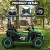 24V 2 Seater Ride On Car, XXXL Off-Road Utv for Kids w/Metal Frame, 20 Inch Wide Seat, 400W Electric Vehicle Toy Car w/Pop Music, 3 Speeds for Boys and Girls,Green view 2