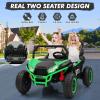 24V 2 Seater Ride On Car, XXXL Off-Road Utv for Kids w/Metal Frame, 20 Inch Wide Seat, 400W Electric Vehicle Toy Car w/Pop Music, 3 Speeds for Boys and Girls,Green view 3