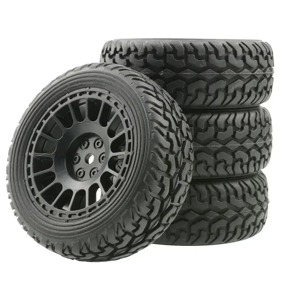 DAIHAOUU 4Pcs 75mm Upgrade Wheels Off Road Buggy Tires Wheel for Wltoys 144001 124018 124019 MN99S MN90 MN86 HSP HPI 1:10 1:14 1:16 Car(B Black)