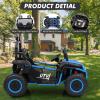 24V 2 Seater Ride On Car, XXXL Off-Road Utv for Kids w/Metal Frame, 20 Inch Wide Seat, 400W Electric Vehicle Toy Car w/Pop Music, 3 Speeds for Boys and Girls,Blue view 2