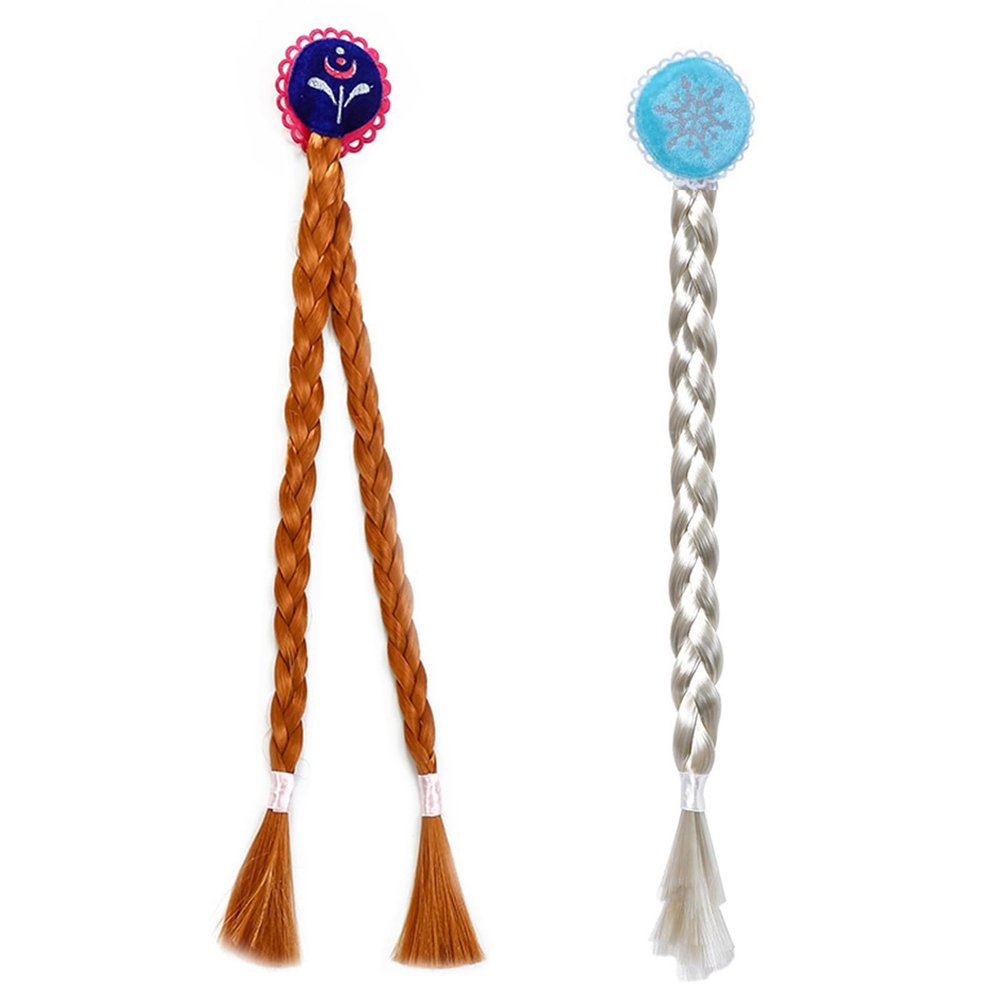 Tatibana Braided Wigs Hair Clip for Kids, 21.6 Inch Braid Hair Extensions for Kids Extension with Snowflake Decoration for Girls Costume Accessories 2 Piece Set