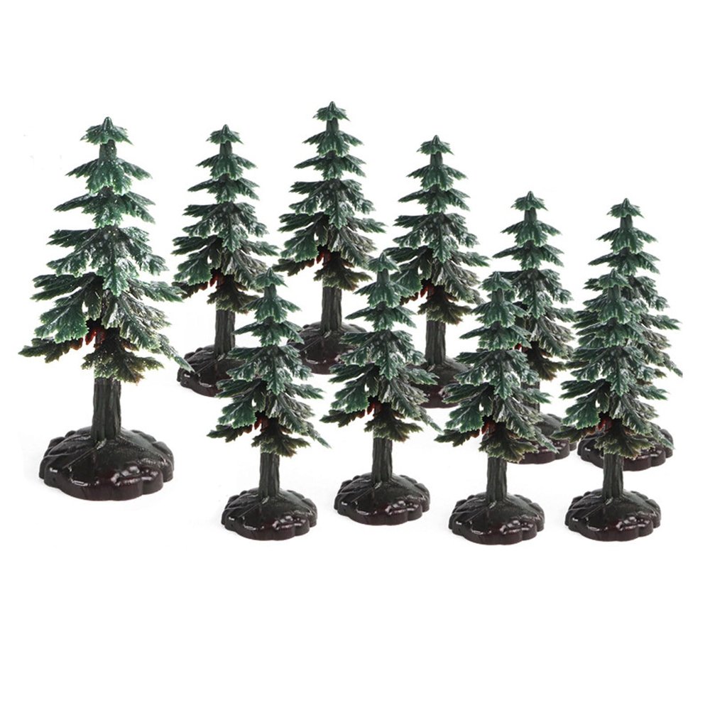 AENIMELY 10pcs Miniature Christmas Tree and Plant Figurines, Realistic Model for Sand Table, Christmas Scene, Cake Toppers, and Birthday Decor