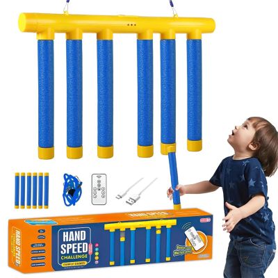 Catching Sticks Game, Reflex Challenge Game, Falling Sticks Reaction Training Game Toy Hand Eye Coordination for Kids Adults, 3 Adjustable Speed Catching Game (Blue)
