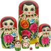 ZXZUCVE Nesting Doll Russian Dolls Wood to Paint Stacking Red Russian Stacking Dolls with Peony Flower Pattern Yellow Nesting Dolls 7 Piece Russian Dolls view 1