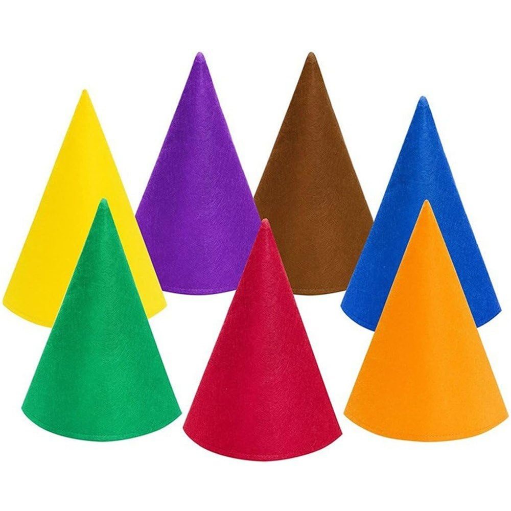 Wiywef Christmas Dwarf Hats 7pcs Christmas Hats Gnome Hats Felt Cone Party Hat Colorful Christmas Elf Hat for Halloween Cosplay Party