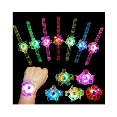 12 Pack LED Light Up Fidget Spinner Bracelets Party Favors for Kids 4-8 8-12, Glow in The Dark Party Supplies, Birthday Gifts, Treasure Box Toys, Goodie Bags Stuffers for Kids