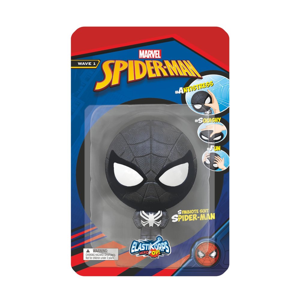 CICABOOM Elastikorps HeroPop 10 cm Marvel Extendable Figure Spider-Man Symbiote, Black