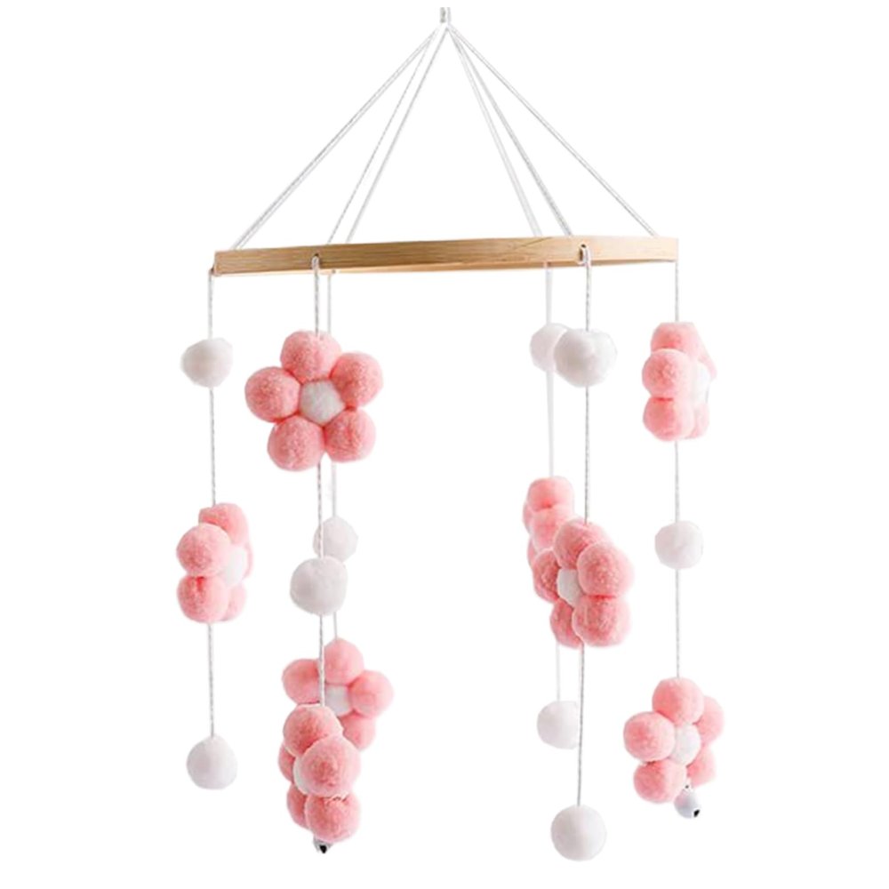 Baby Crib Mobile,Modern Boho Baby Mobile,Soothing Musical Crib Mobile with Secure Attaching Hair Balls for Promoting Hearing and Visual Development