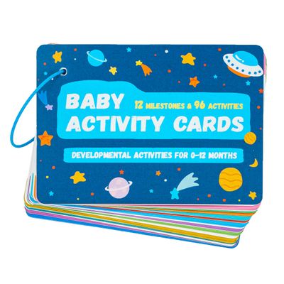 yusetoyue Baby Activity Cards for 0-12 Months  96 Activities Covering Milestones | Newborn & Infant Essentials Must-Haves for New Moms & First-Time Parents