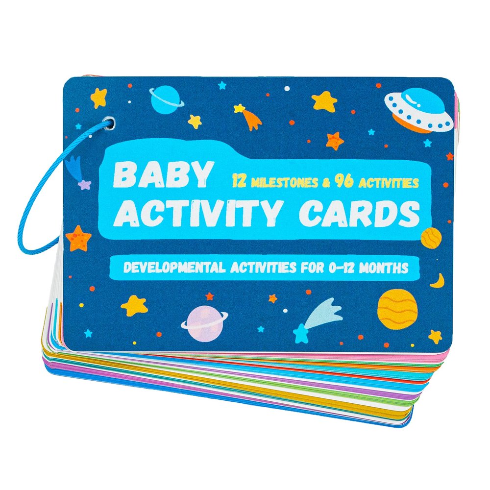 yusetoyue Baby Activity Cards for 0-12 Months  96 Activities Covering Milestones | Newborn & Infant Essentials Must-Haves for New Moms & First-Time Parents